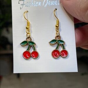 Cherry Earrings with Gold Accents